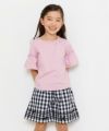 子供服 女の子 ギンガムチェック柄ボンつきキュロットパンツ ホワイト×ブラック(10) モデル画像3