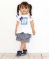 ベビー服 男の子 ベビーサイズギンガムチェック柄キュロットパンツ ネイビー(06) モデル画像全身