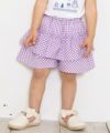 ベビー服 男の子 ベビーサイズギンガムチェック柄キュロットパンツ パープル(91) モデル画像アップ