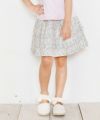 子供服 女の子 花柄裏地付きギャザースカート オフホワイト(11) モデル画像アップ