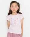 子供服 女の子 お花＆バレエ刺繍モチーフ付きチューリップ袖Tシャツ ピンク(02) モデル画像アップ