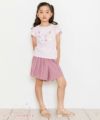 子供服 女の子 お花＆バレエ刺繍モチーフ付きチューリップ袖Tシャツ ピンク(02) モデル画像全身
