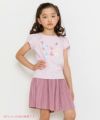 子供服 女の子 お花＆バレエ刺繍モチーフ付きチューリップ袖Tシャツ ピンク(02) モデル画像1
