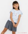 子供服 女の子 お花＆バレエ刺繍モチーフ付きチューリップ袖Tシャツ ブルー(61) モデル画像1