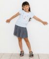 子供服 女の子 お花＆バレエ刺繍モチーフ付きチューリップ袖Tシャツ ブルー(61) モデル画像2