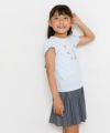 子供服 女の子 お花＆バレエ刺繍モチーフ付きチューリップ袖Tシャツ ブルー(61) モデル画像3