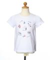 子供服 女の子 綿100％マリンモチーフ刺繍フリル付きTシャツ オフホワイト(11) トルソー正面
