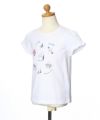 子供服 女の子 綿100％マリンモチーフ刺繍フリル付きTシャツ オフホワイト(11) トルソー斜め