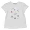 子供服 女の子 綿100％マリンモチーフ刺繍フリル付きTシャツ オフホワイト(11) 正面
