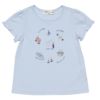 子供服 女の子 綿100％マリンモチーフ刺繍フリル付きTシャツ ブルー(61) 正面