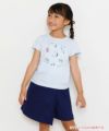 子供服 女の子 綿100％マリンモチーフ刺繍フリル付きTシャツ ブルー(61) モデル画像1