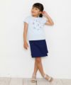 子供服 女の子 綿100％マリンモチーフ刺繍フリル付きTシャツ ブルー(61) モデル画像3