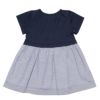 ベビー服 男の子 ベビーサイズボーダー柄リボン＆裏地付きドッキングワンピース ネイビー(06) 背面