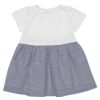 ベビー服 男の子 ベビーサイズボーダー柄リボン＆裏地付きドッキングワンピース オフホワイト(11) 背面