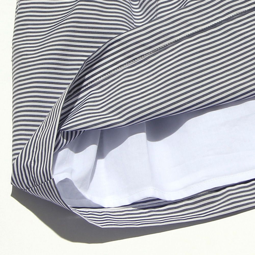 ベビー服 男の子 ベビーサイズボーダー柄リボン＆裏地付きドッキングワンピース オフホワイト(11) デザインポイント2