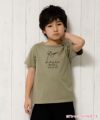 子供服 男の子 綿100％トランペット奏者＆ロゴ刺繍Tシャツ カーキ(82) モデル画像1