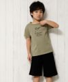 子供服 男の子 綿100％トランペット奏者＆ロゴ刺繍Tシャツ カーキ(82) モデル画像2