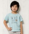 子供服 男の子 綿100％乗り物シリーズ電車プリントTシャツ グリーン(08) モデル画像アップ