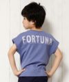 子供服 男の子 綿100％バックロゴプリントゆったりシルエットTシャツ パープル(91) モデル画像アップ