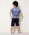 子供服 男の子 綿100％バックロゴプリントゆったりシルエットTシャツ パープル(91) モデル画像全身