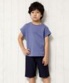 子供服 男の子 綿100％バックロゴプリントゆったりシルエットTシャツ パープル(91) モデル画像2