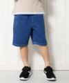子供服 男の子 オリジナルロゴワッペンポケット付きニットデニムハーフパンツ ブルー(61) モデル画像アップ