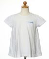子供服 女の子 綿100％花柄レース切り替えAライン胸ポケット付きTシャツ オフホワイト(11) トルソー正面