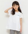 子供服 女の子 綿100％花柄レース切り替えAライン胸ポケット付きTシャツ オフホワイト(11) モデル画像アップ