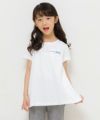 子供服 女の子 綿100％花柄レース切り替えAライン胸ポケット付きTシャツ オフホワイト(11) モデル画像3