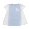 子供服 女の子 綿100％花柄レース切り替えAライン胸ポケット付きTシャツ ブルー(61) 正面