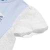 子供服 女の子 綿100％花柄レース切り替えAライン胸ポケット付きTシャツ ブルー(61) デザインポイント2