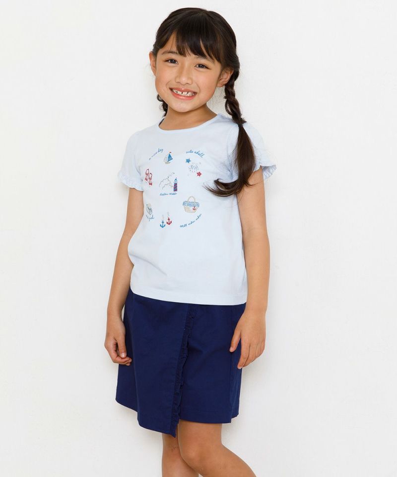 ラップフリル付きスカート風キュロットパンツ