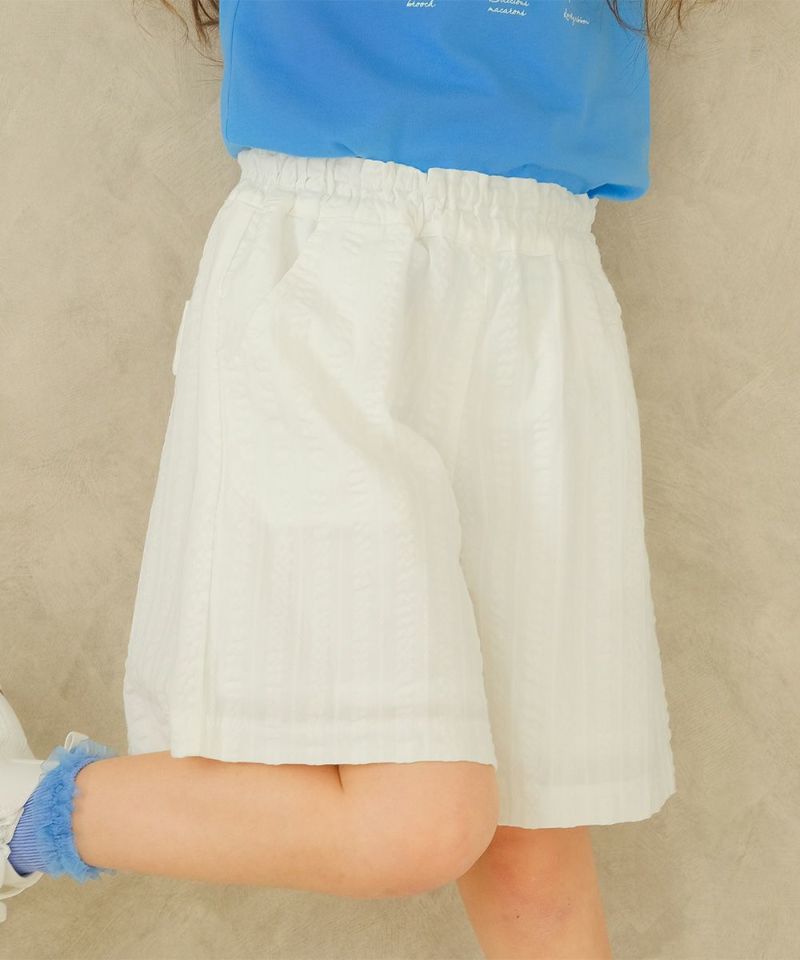 子供服 女の子 リボン＆音符刺繍ポケット付きキュロットパンツ