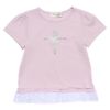 子供服 女の子 綿100％バレリーナモチーフフリルつきTシャツ ピンク(02) 正面