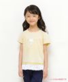 子供服 女の子 綿100％バレリーナモチーフフリルつきTシャツ イエロー(04) モデル画像アップ