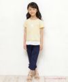 子供服 女の子 綿100％バレリーナモチーフフリルつきTシャツ イエロー(04) モデル画像全身