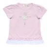 ベビー服 女の子 ベビーサイズ綿100％バレリーナモチーフフリルつきTシャツ ピンク(02) 正面