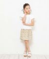 子供服 女の子 綿100％チューリップ袖オープンカフェイラストTシャツ オフホワイト(11) モデル画像2