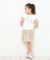 子供服 女の子 綿100％チューリップ袖オープンカフェイラストTシャツ オフホワイト(11) モデル画像3