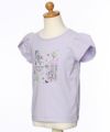 子供服 女の子 綿100％チューリップ袖オープンカフェイラストTシャツ パープル(91) トルソー斜め