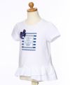 子供服 女の子 リボン＆フリル付きマリンモチーフプリントTシャツ オフホワイト(11) トルソー斜め