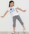 子供服 女の子 リボン＆フリル付きマリンモチーフプリントTシャツ オフホワイト(11) モデル画像3