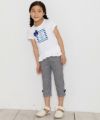 子供服 女の子 リボン＆フリル付きマリンモチーフプリントTシャツ オフホワイト(11) モデル画像4