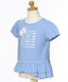 子供服 女の子 リボン＆フリル付きマリンモチーフプリントTシャツ ブルー(61) トルソー斜め
