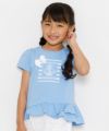 子供服 女の子 リボン＆フリル付きマリンモチーフプリントTシャツ ブルー(61) モデル画像アップ