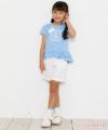 子供服 女の子 リボン＆フリル付きマリンモチーフプリントTシャツ ブルー(61) モデル画像全身