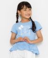 子供服 女の子 リボン＆フリル付きマリンモチーフプリントTシャツ ブルー(61) モデル画像3