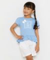 子供服 女の子 リボン＆フリル付きマリンモチーフプリントTシャツ ブルー(61) モデル画像4