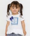 ベビー服 女の子 ベビーサイズリボン＆フリル付きマリンプリントTシャツ オフホワイト(11) モデル画像アップ