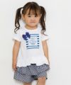 ベビー服 女の子 ベビーサイズリボン＆フリル付きマリンプリントTシャツ オフホワイト(11) モデル画像2